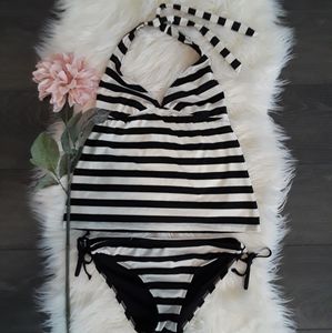 (MOSSIMO) Stripe Tankini Tie Sides Med/Large